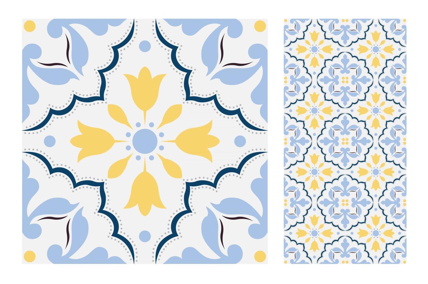 vintage tiles patterns antique seamless vector