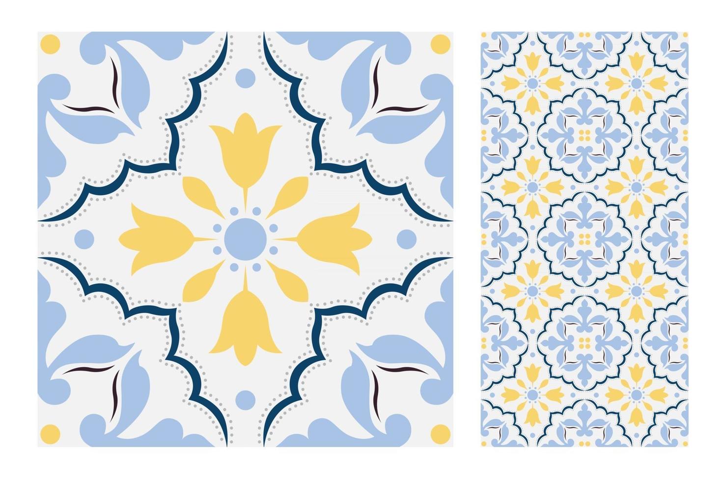 vintage tiles patterns antique seamless vector