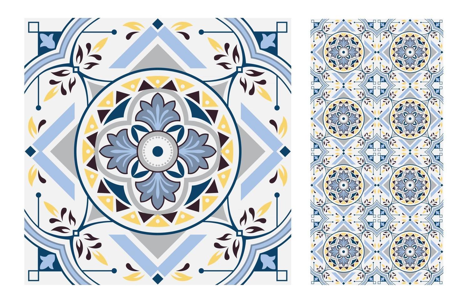 vintage tiles patterns antique seamless vector