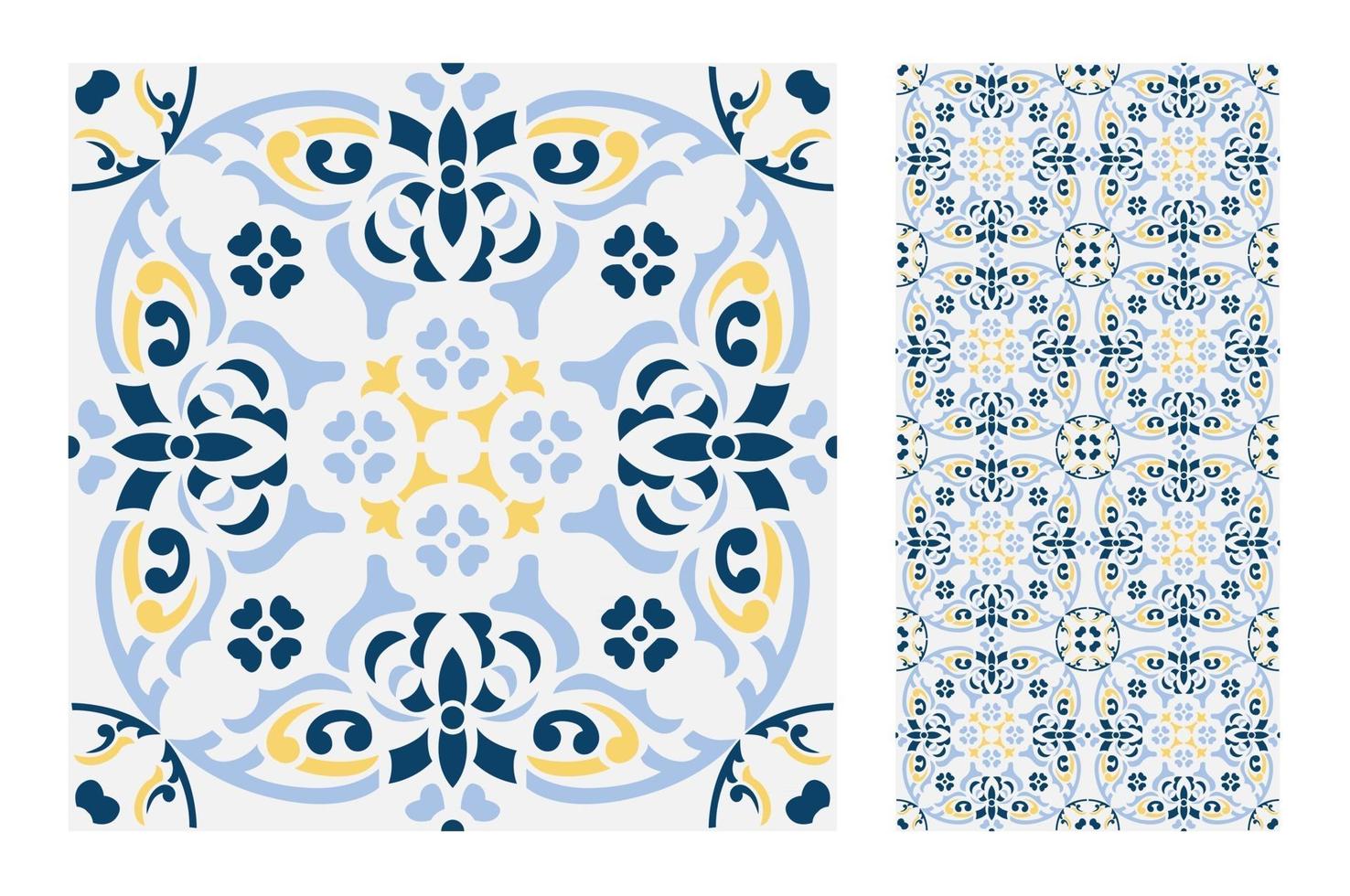 vintage tiles patterns antique seamless vector