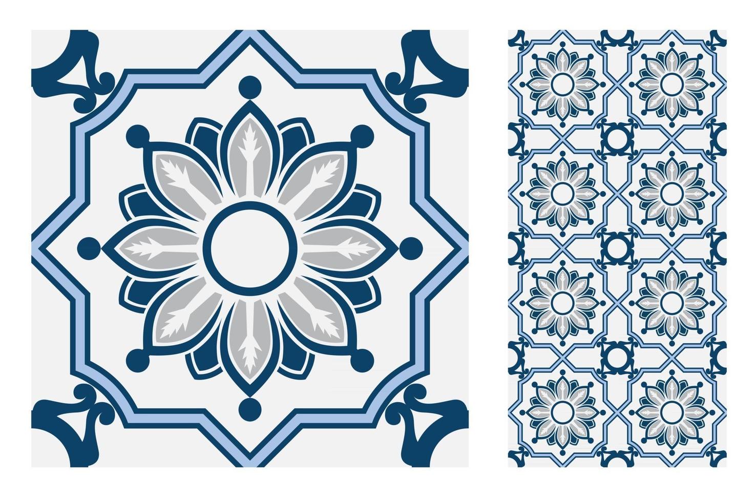 vintage tiles patterns antique seamless vector