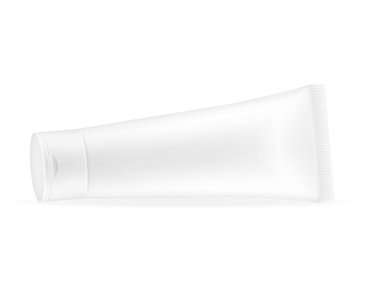 Embalaje de caja y tubo de plantilla vacía de pasta de dientes para ilustración de vector de stock de diseño aislado sobre fondo blanco