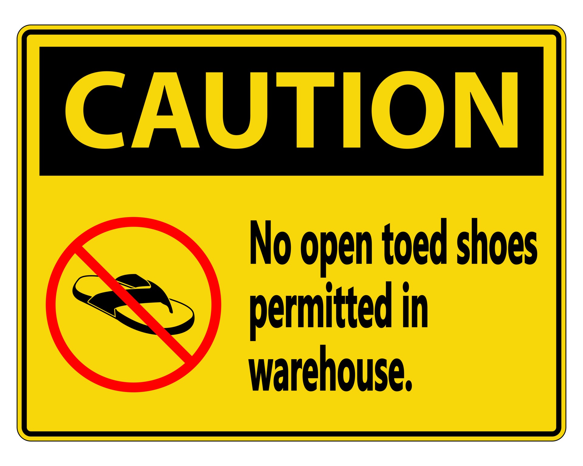 Caution No Open Toed Shoes Sign on white background 2426504 Vector Art