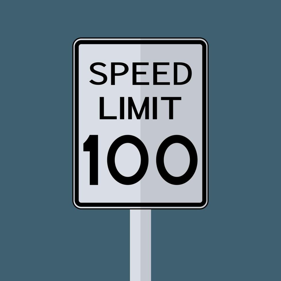 Estados Unidos tráfico por carretera signo de transporte límite de velocidad 100 sobre fondo blanco. vector