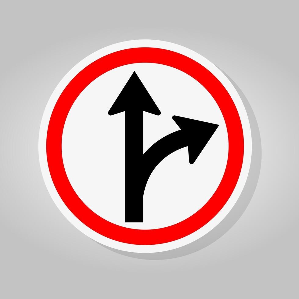 Proceed Straight Or Turn Right Road Sign vector