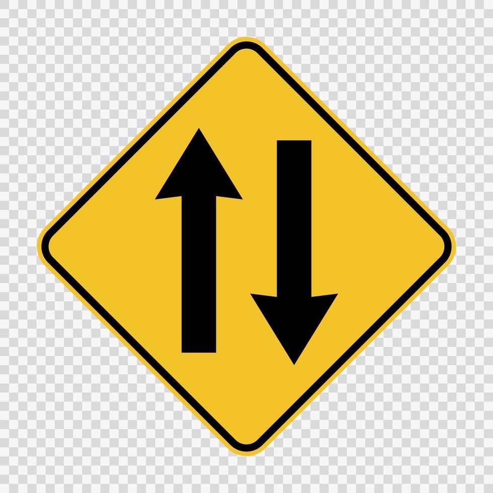 Two way traffic ahead sign vector