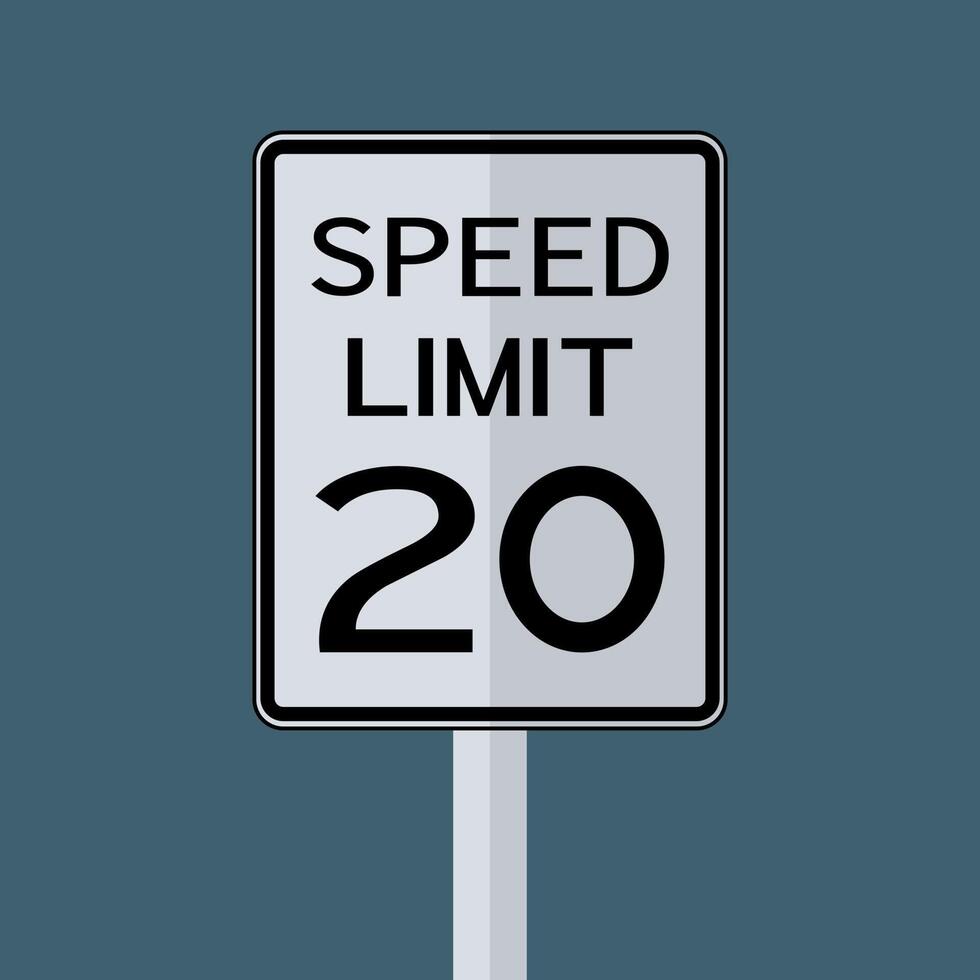 USA Road Traffic Transportation Sign Speed Limit 20 On White Background vector