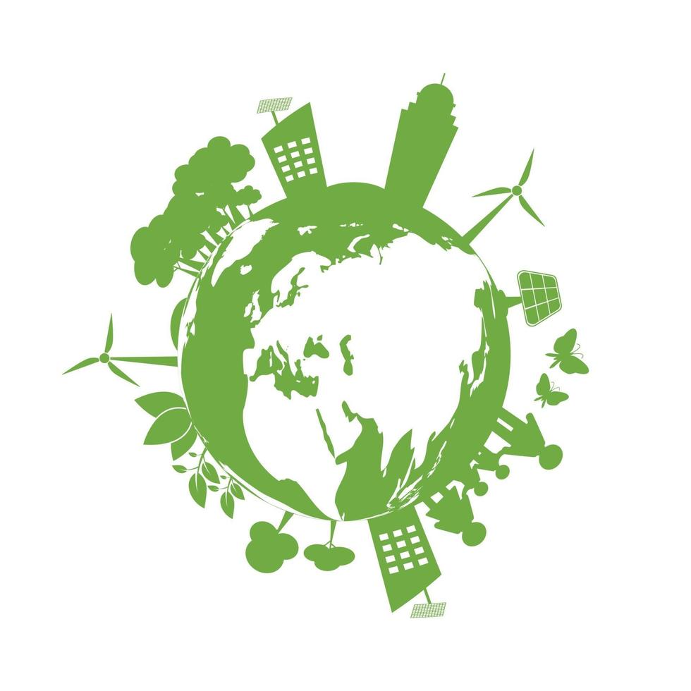 Ecology Green cities help the world with eco friendly concept ideas vector