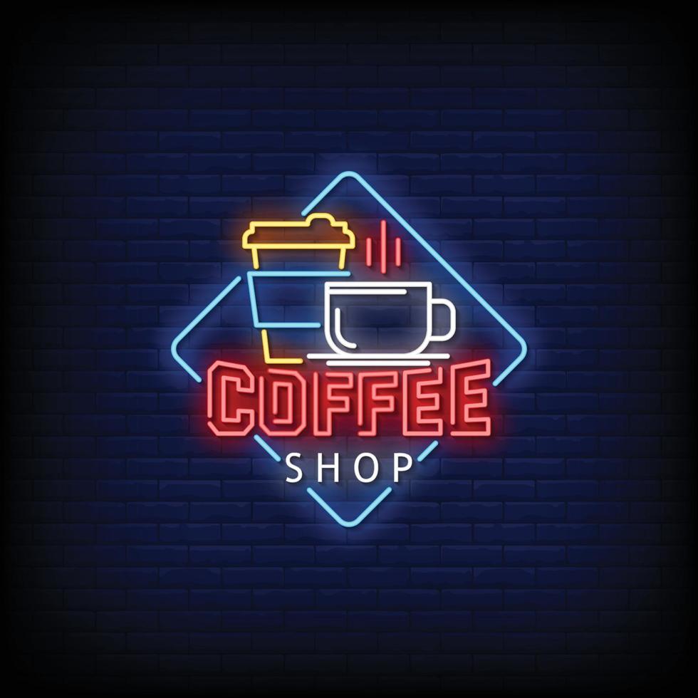 Coffee Shop Neon Signs Style Text Vector