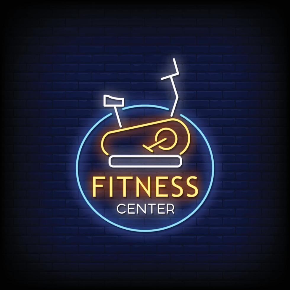 Fitness Center Neon Signs Style Text Vector