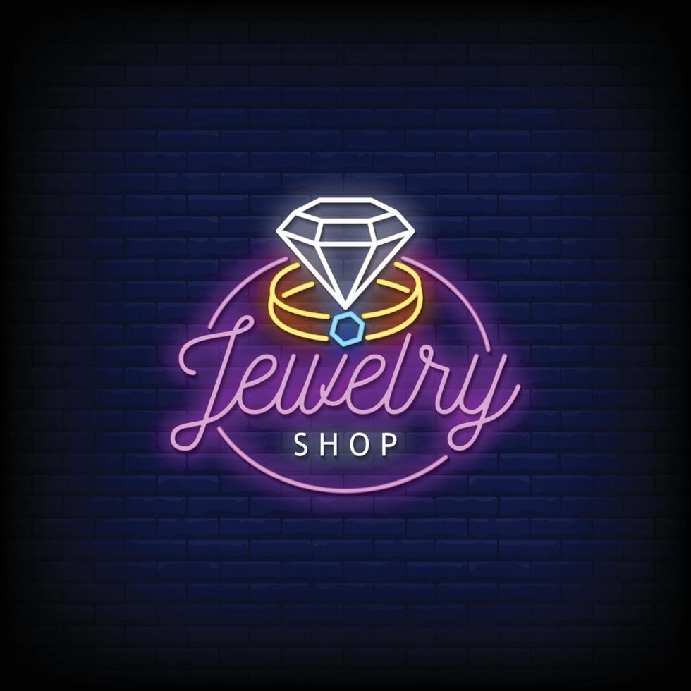 Jewelery Shop Neon Signs Style Text Vector