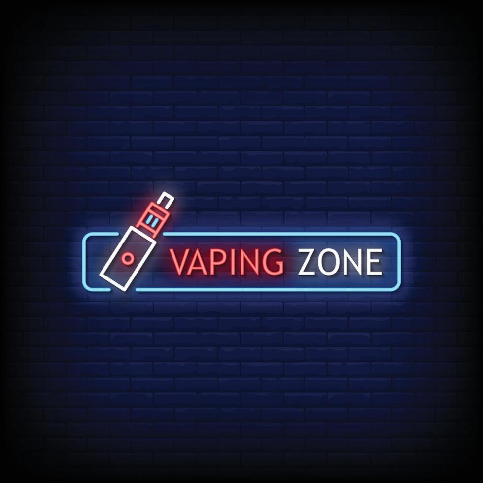 vector de texto de estilo de letreros de neón de zona de vaping