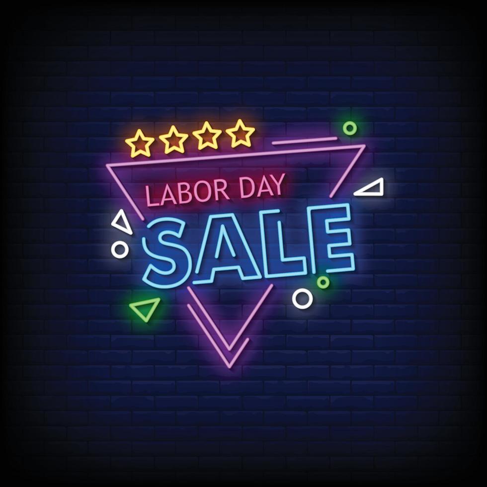 Labor Day Sale Neon Signs Style Text Vector