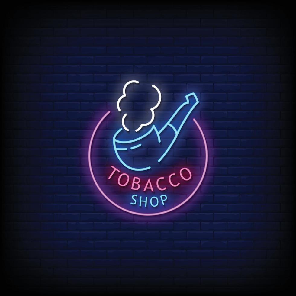 Tobacco Shop Neon Signs Style Text Vector