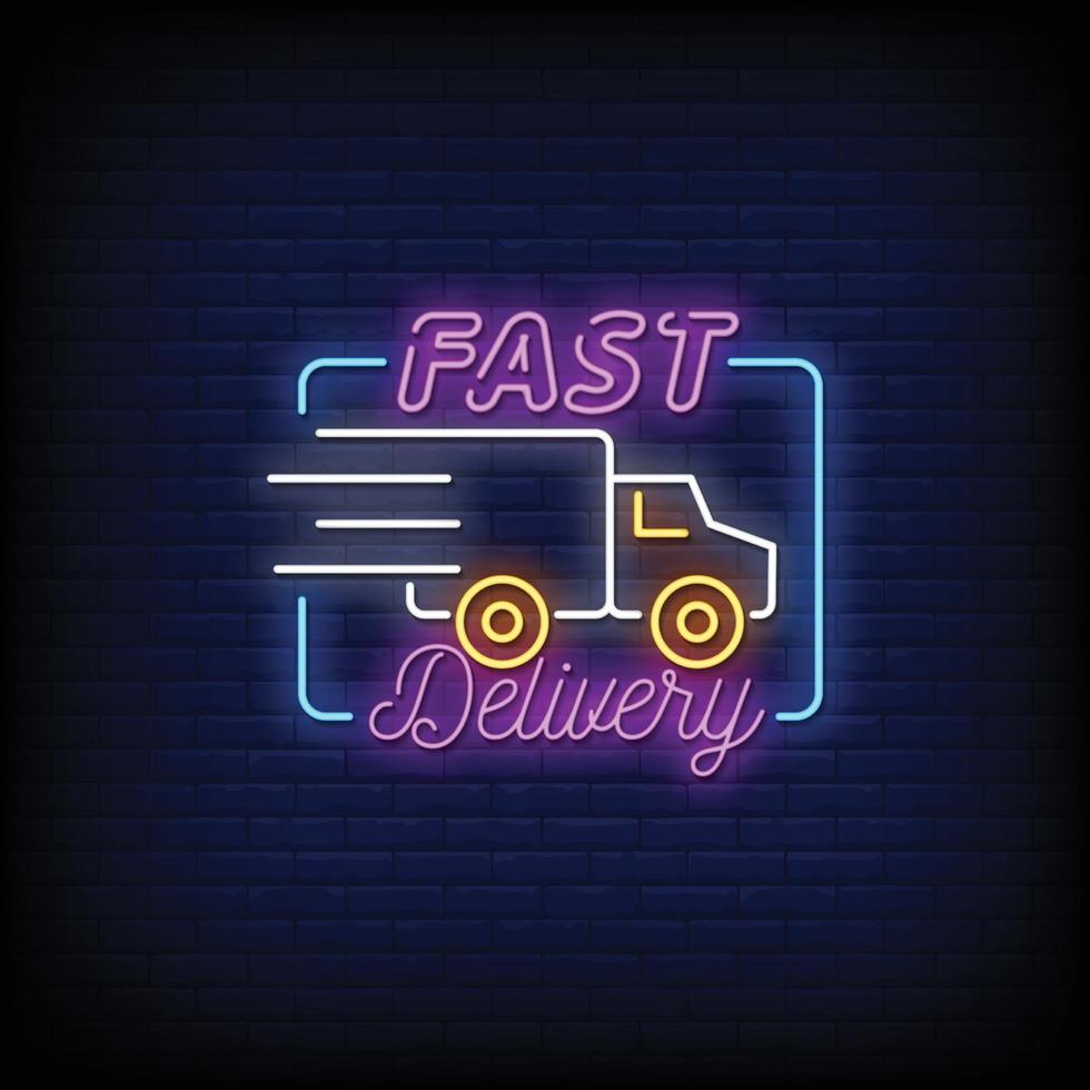 Fast Delivery Neon Signs Style Text Vector