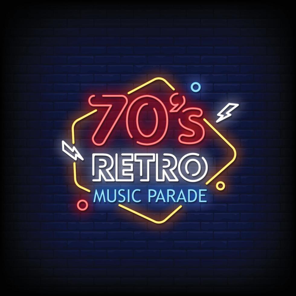 Retro Music Parade Neon Signs Style Text Vector