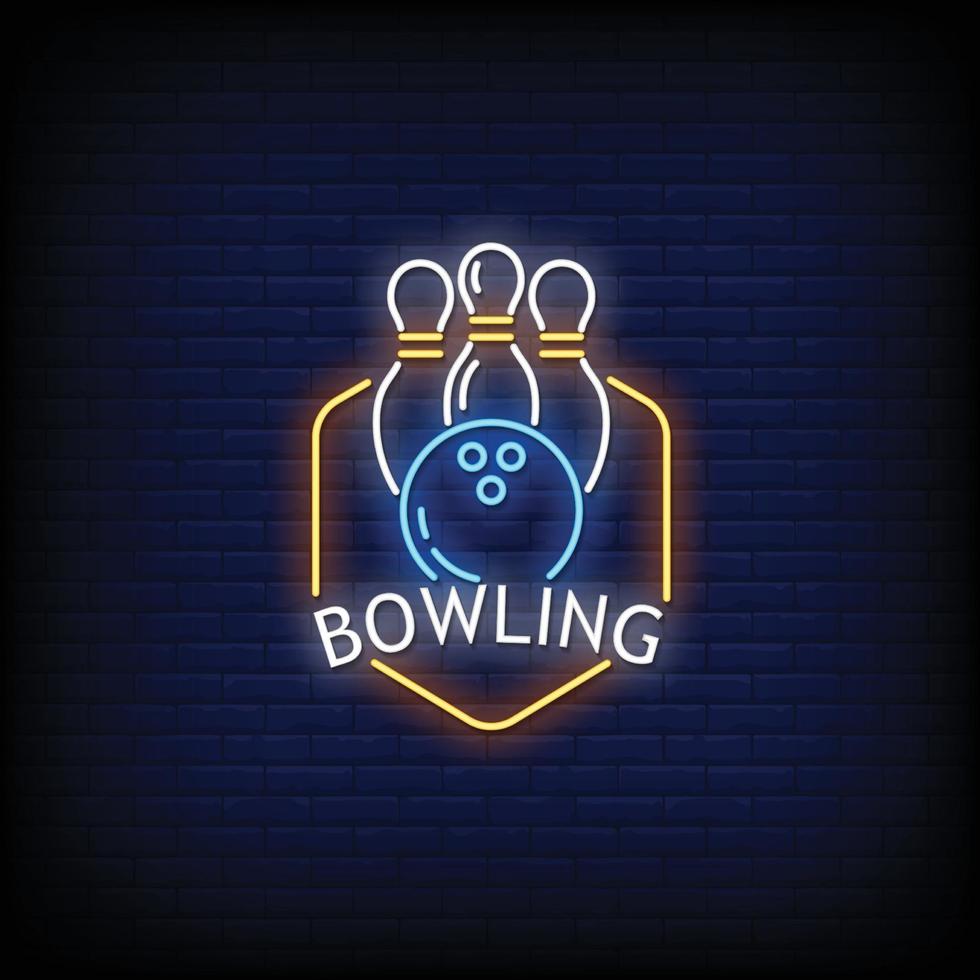 Bowling Neon Signs Style Text Vector