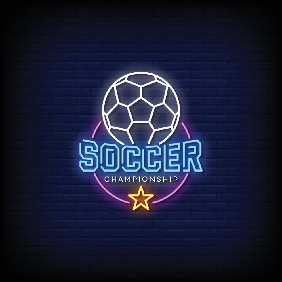 Soccer Championship Neon Signs Style Text Vector