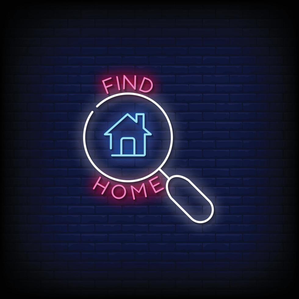 Find Home Neon Signs Style Text Vector