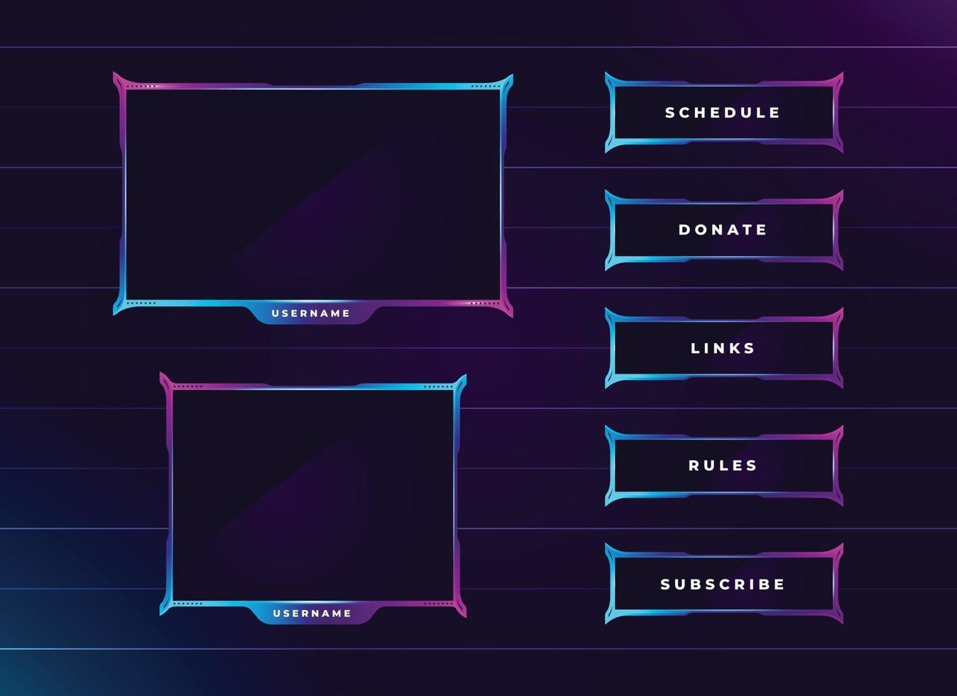 modern neon colour twitch streaming panel set vector