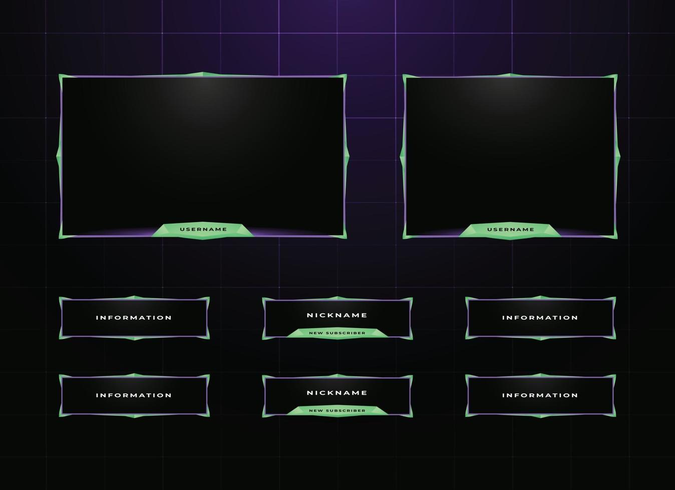 Streamer panel overlay design set vector