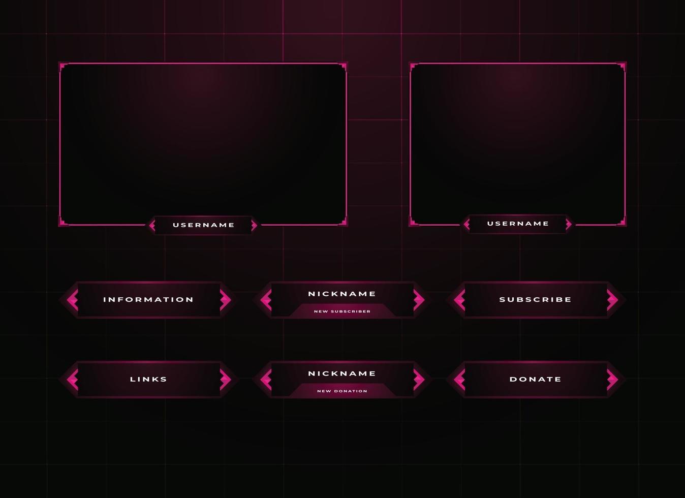 Streamer panel overlay design set vector