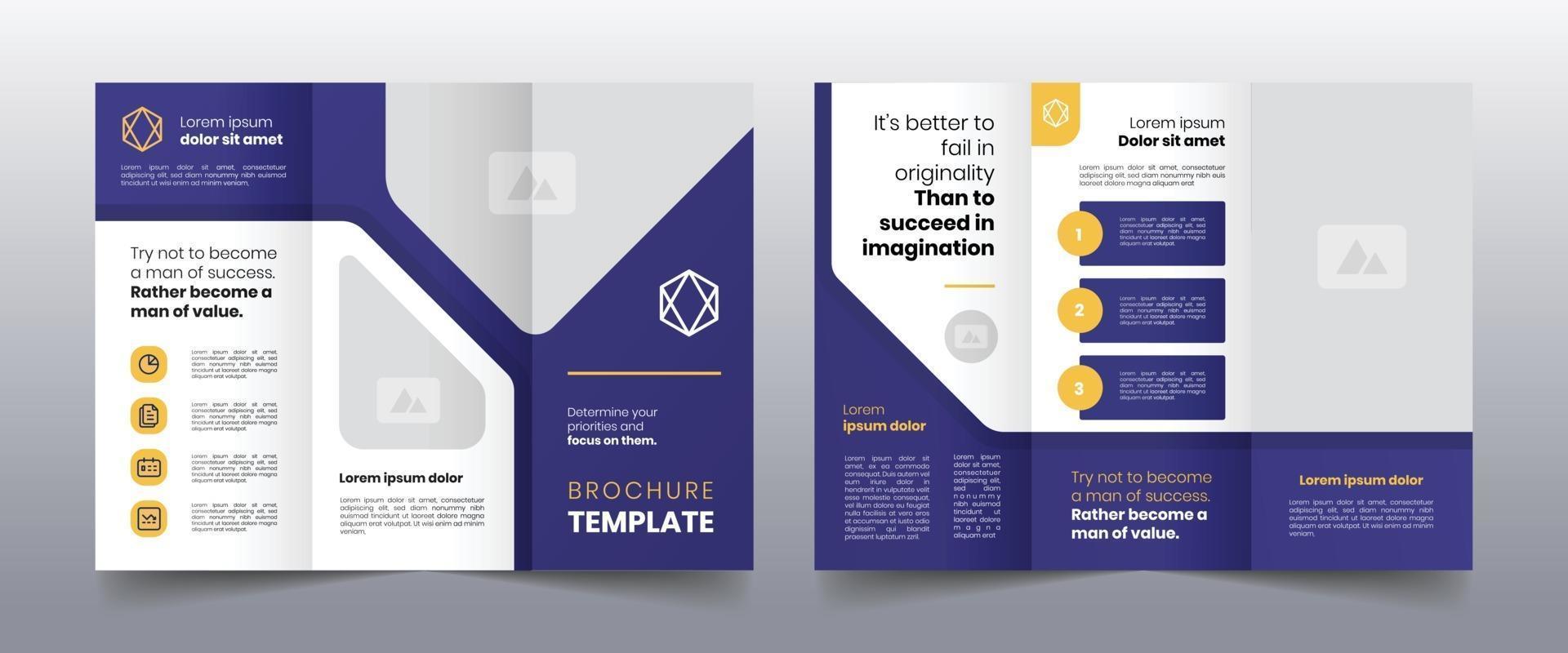 modern purple trifold business brochure template vector