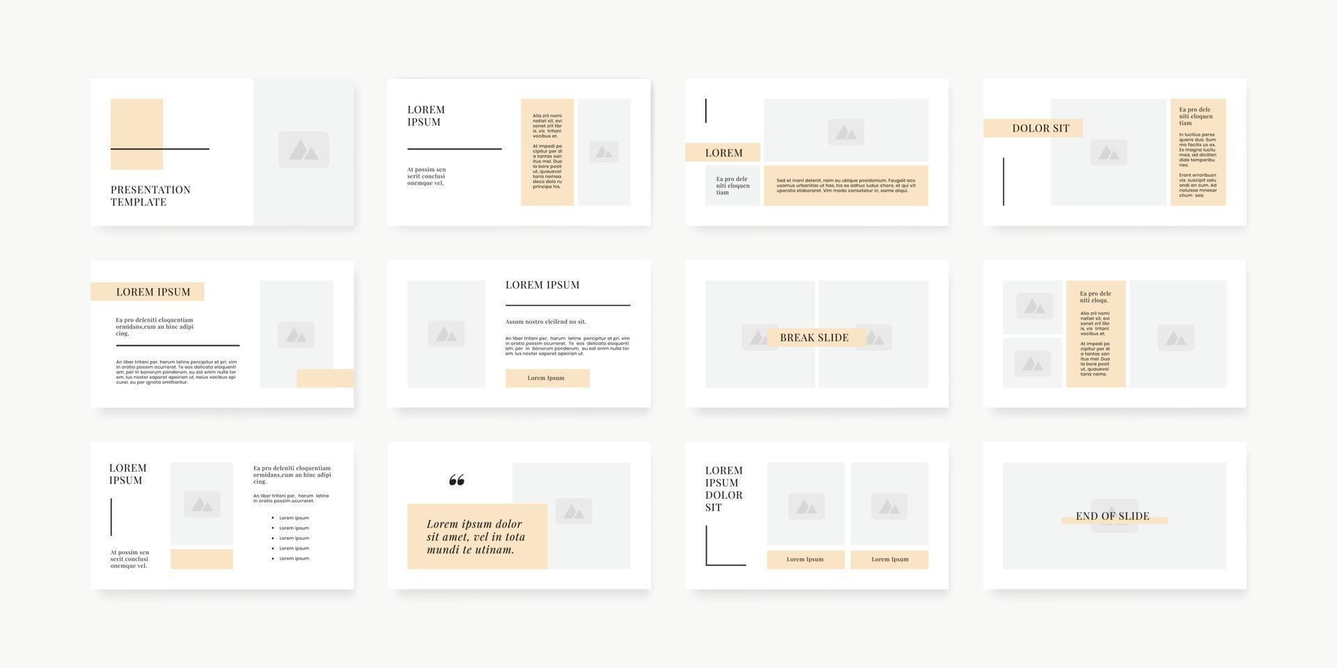 minimal style powerpoint slides template vector