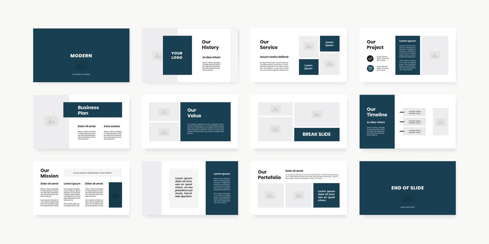 minimal style powerpoint slides template vector