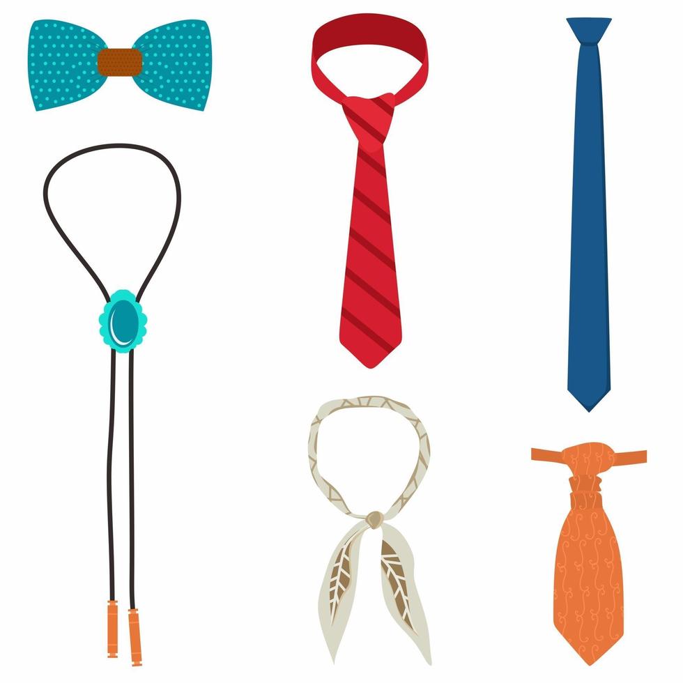 Flat icon necktie set collection of different tie vector