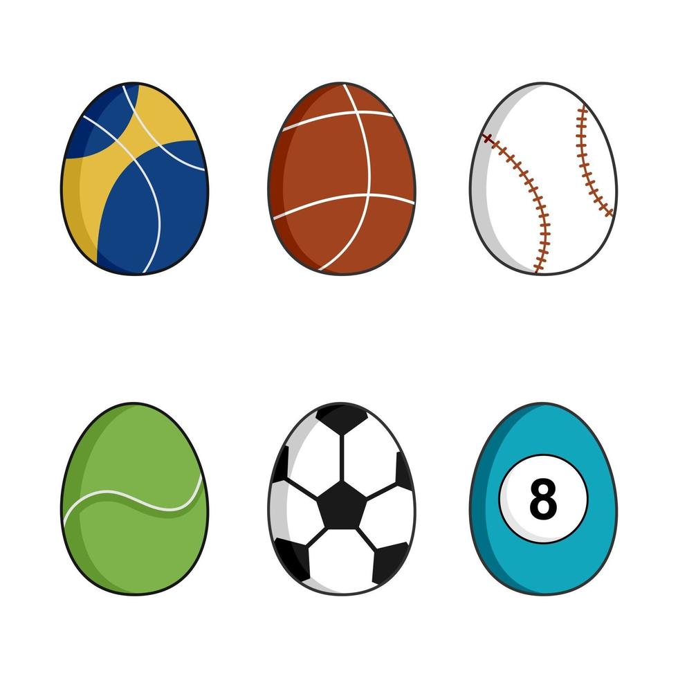 Colección de 6 huevos de pascua con diferentes motivos. vector