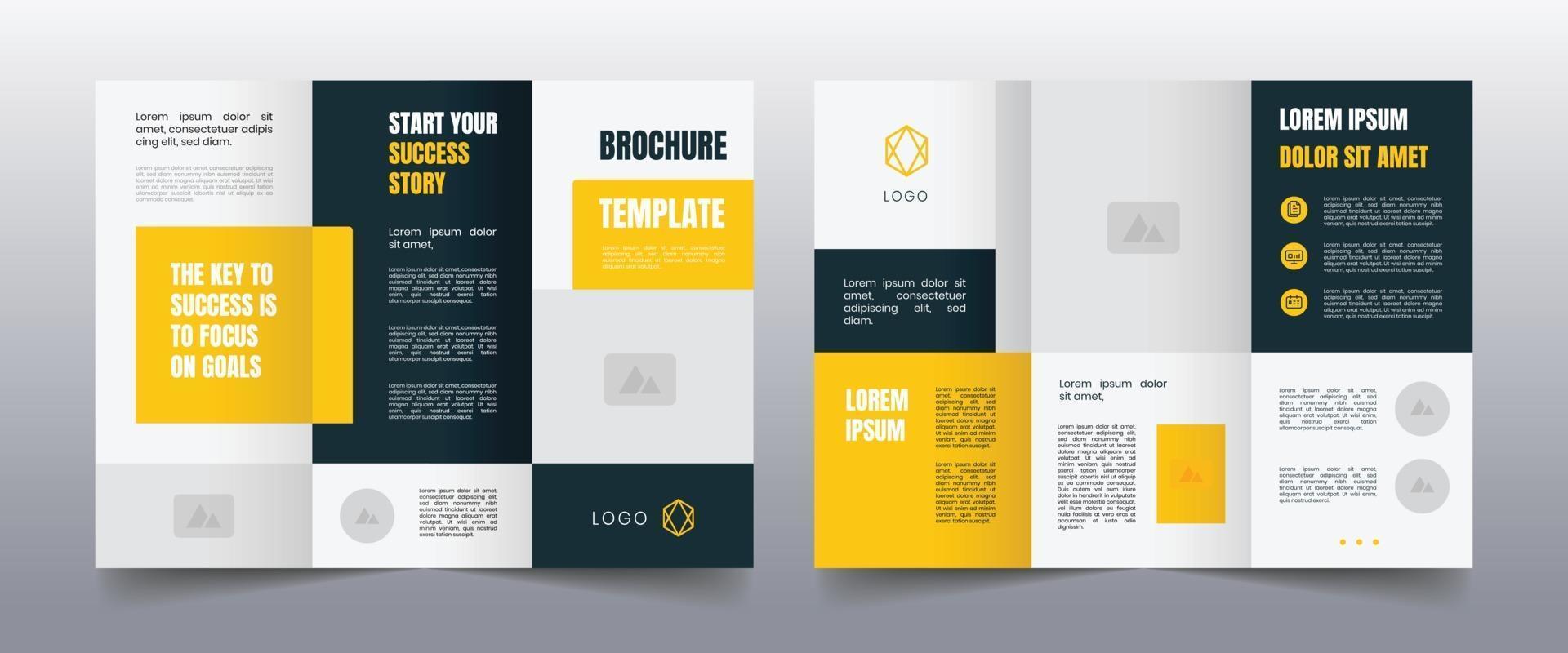 modern yellow trifold business brochure template vector