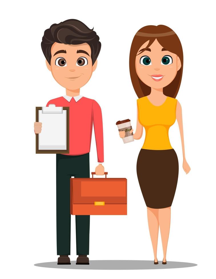 Business man and business woman cartoon characters vector