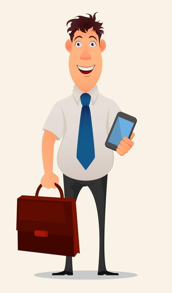 Funny businessman at work vector