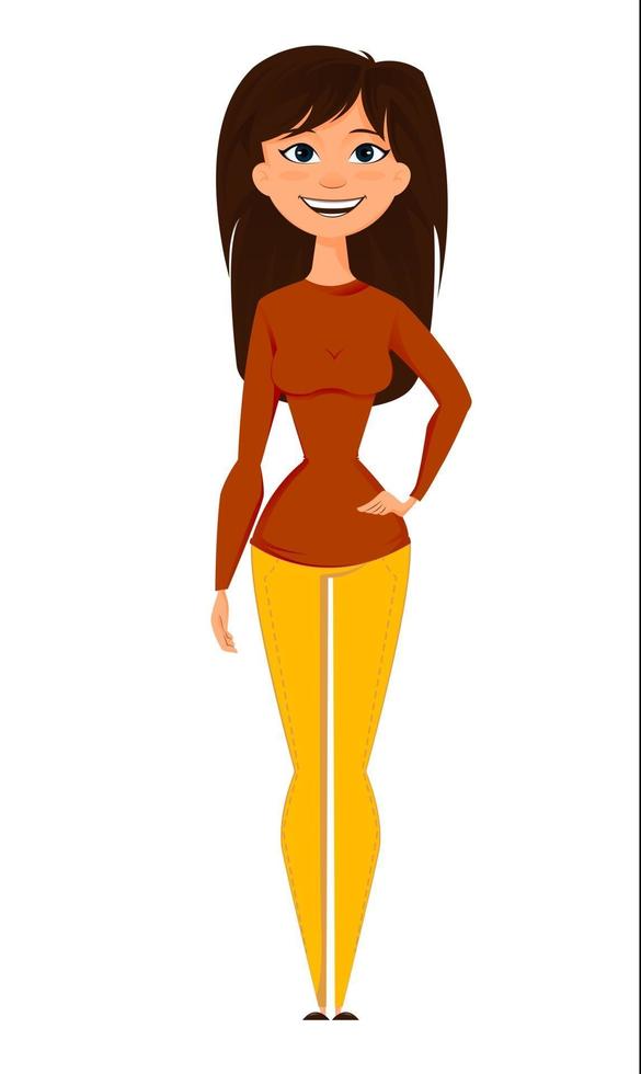 joven y atractiva mujer sonriente en elegante ropa casual vector