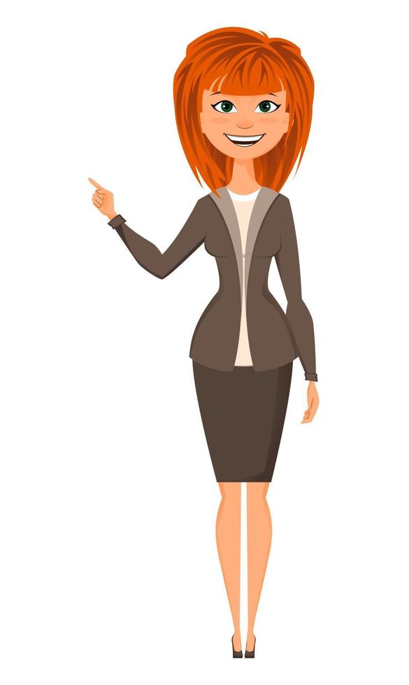 Young attractive redhead woman in stylish office clothes vector