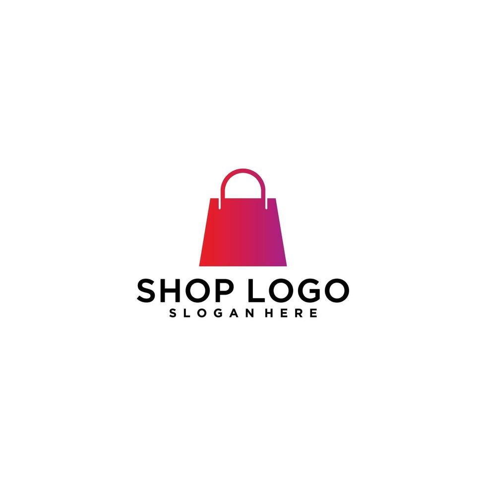 shop logo with a shopping bag on a white background vector