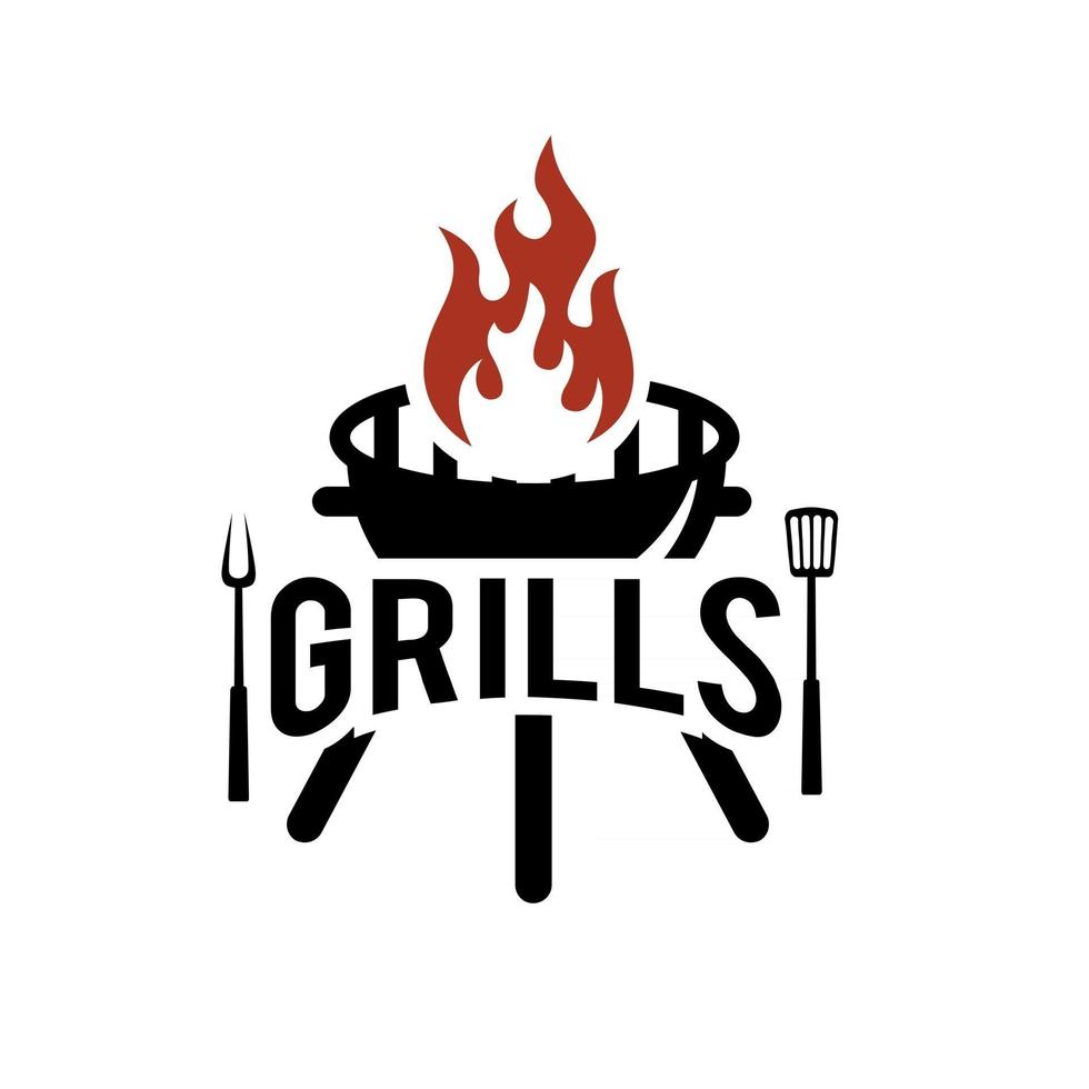 Diseño de logotipo de barbacoa premium moderno simple comida o concepto de ilustración de vector de plantilla de parrilla