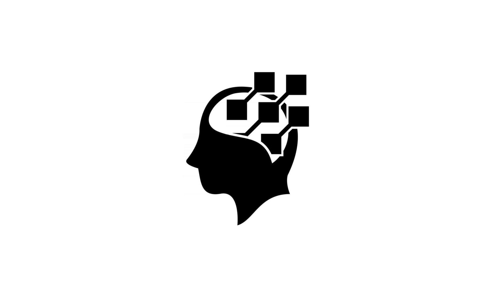 cabeza simple datos cerebro vector logo icono diseño plano ilustración