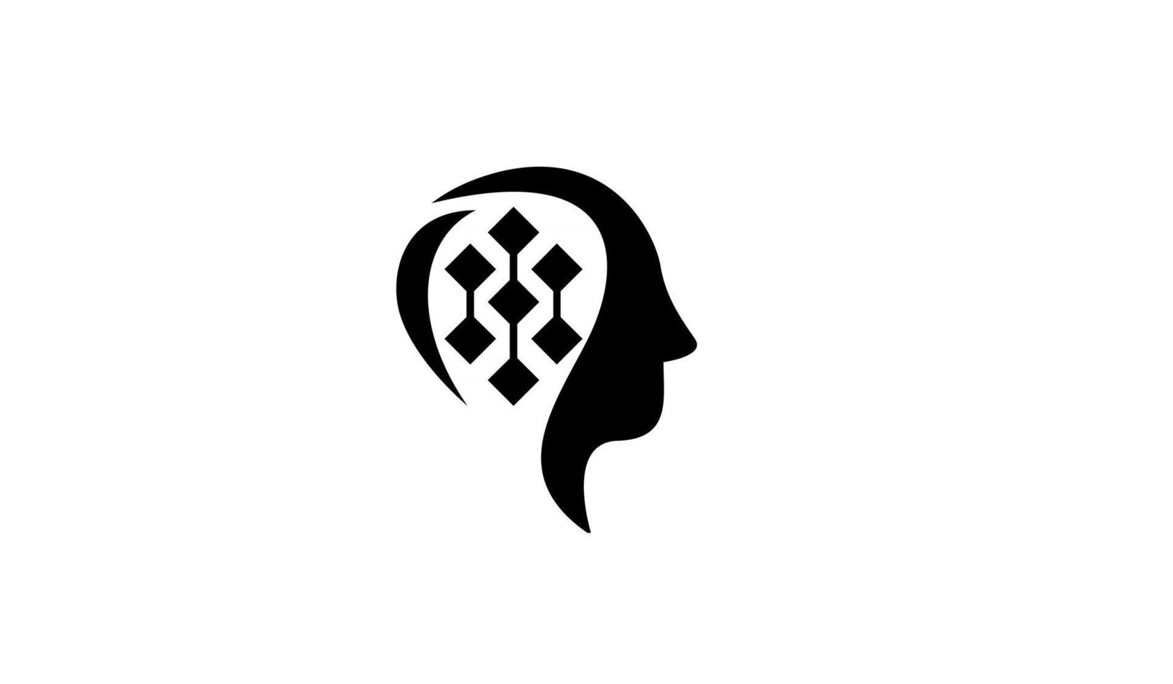 simple head data brain vector logo icon design flat illustration