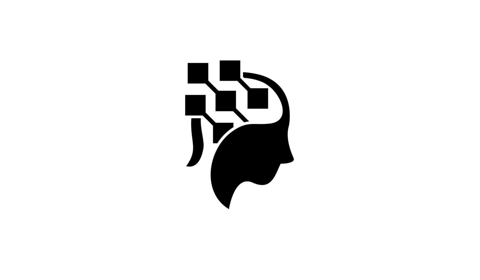 simple head data brain vector logo icon design flat illustration