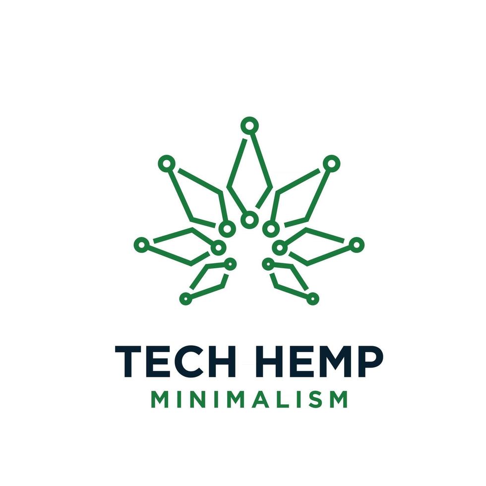 minimalism hemp tech green line vector logo