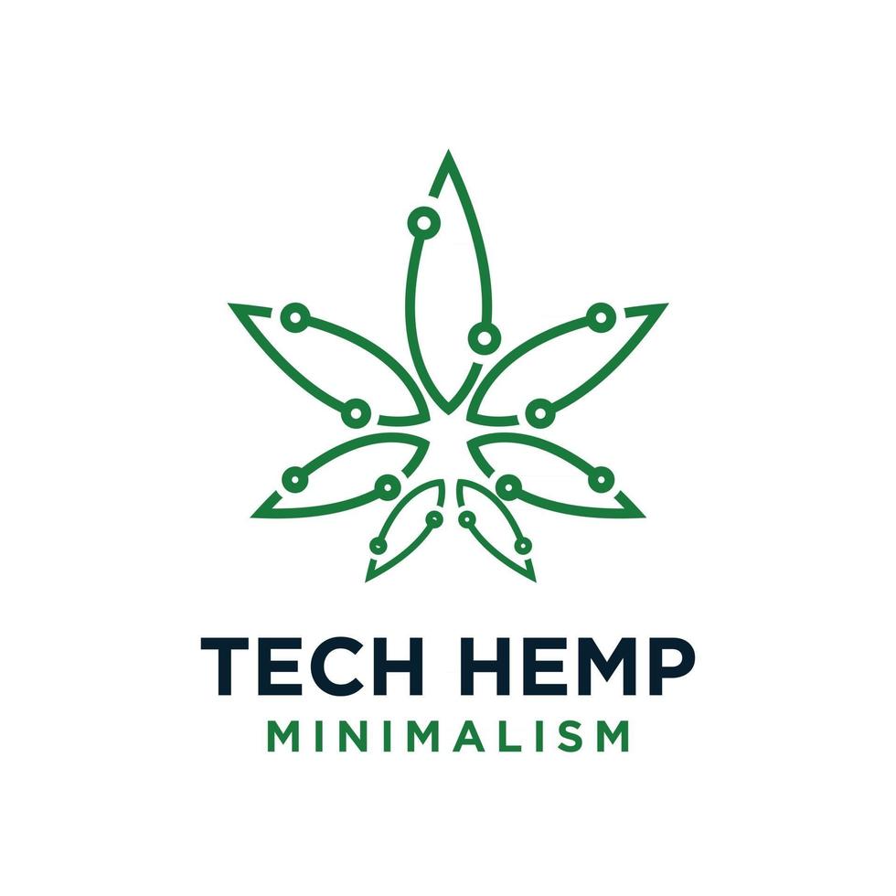 minimalism hemp tech green line vector logo