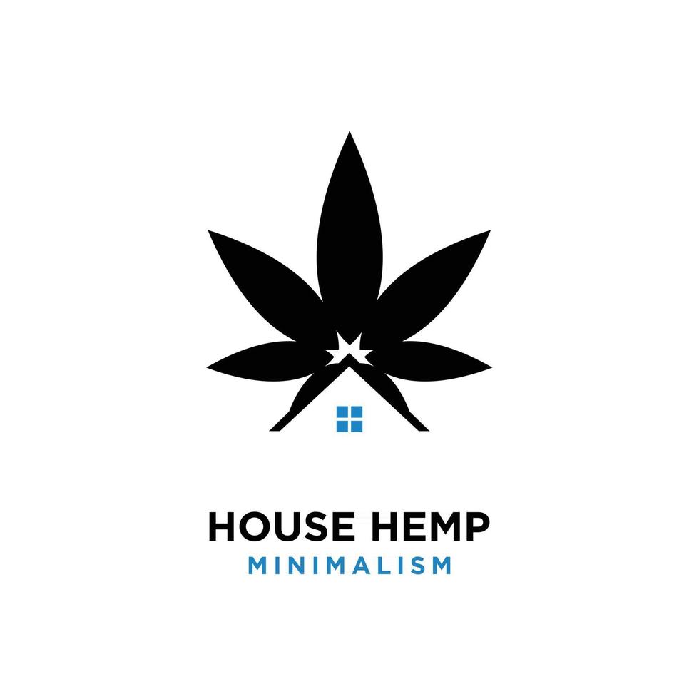 premium house hemp line vector logo