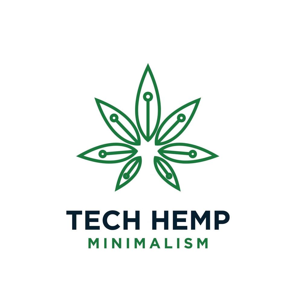 minimalism hemp tech green line vector logo