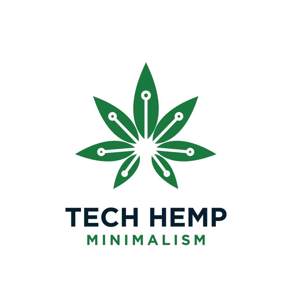 minimalism hemp tech green line vector logo