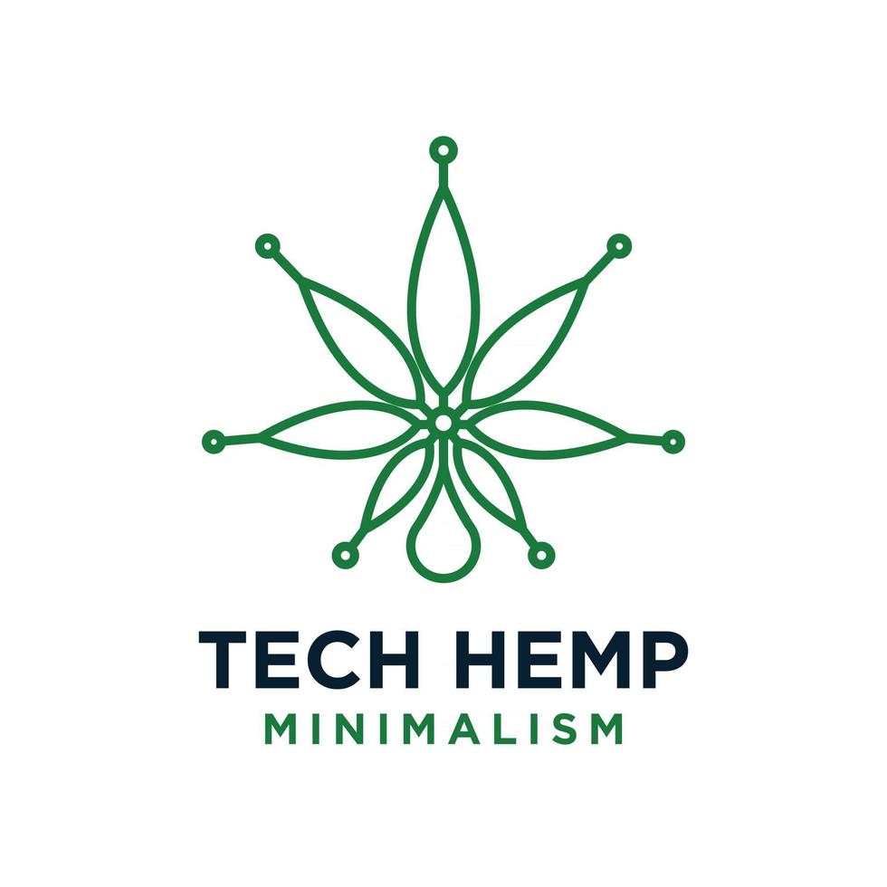 minimalism hemp tech green line vector logo