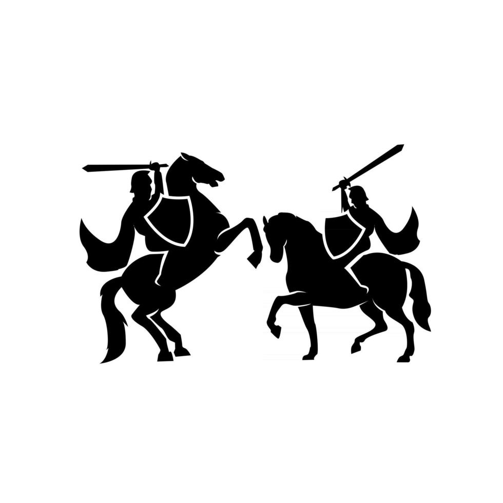 medieval knight riding a horse vector