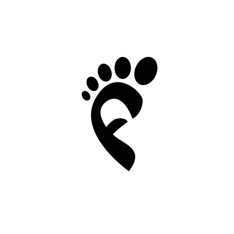 simple modern footprint black logo with initial letter F icon vector illustration design