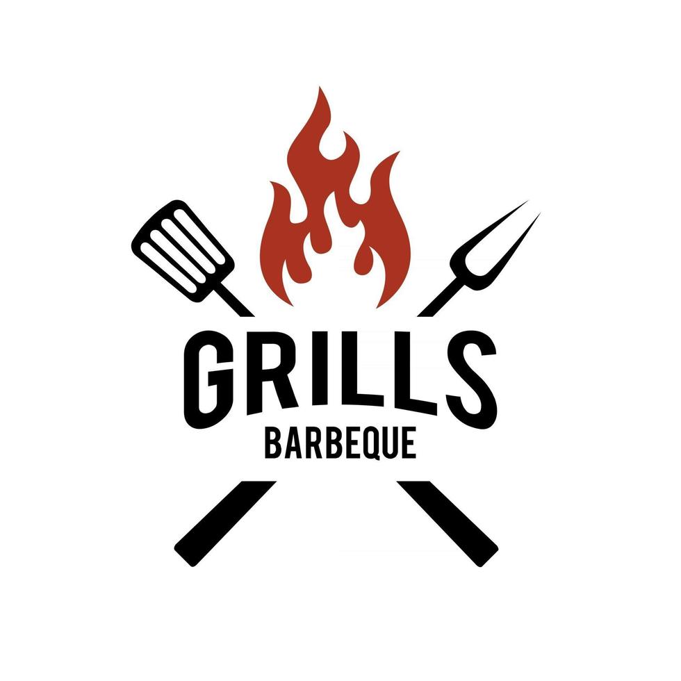 Diseño de logotipo de barbacoa premium moderno simple comida o concepto de ilustración de vector de plantilla de parrilla